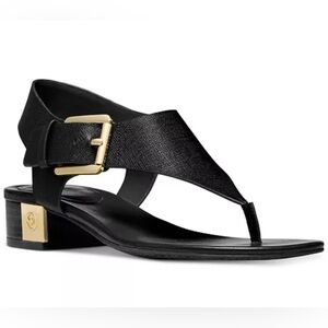 Michael Kors Elegant Black Sandals with Gold Accents